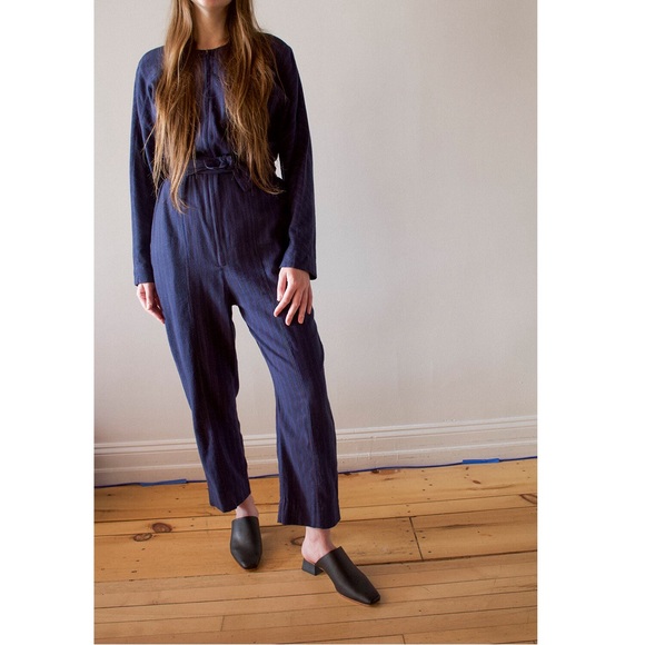 Apiece Apart Mars jumpsuit in navy winter stripes size large - Picture 3 of 16